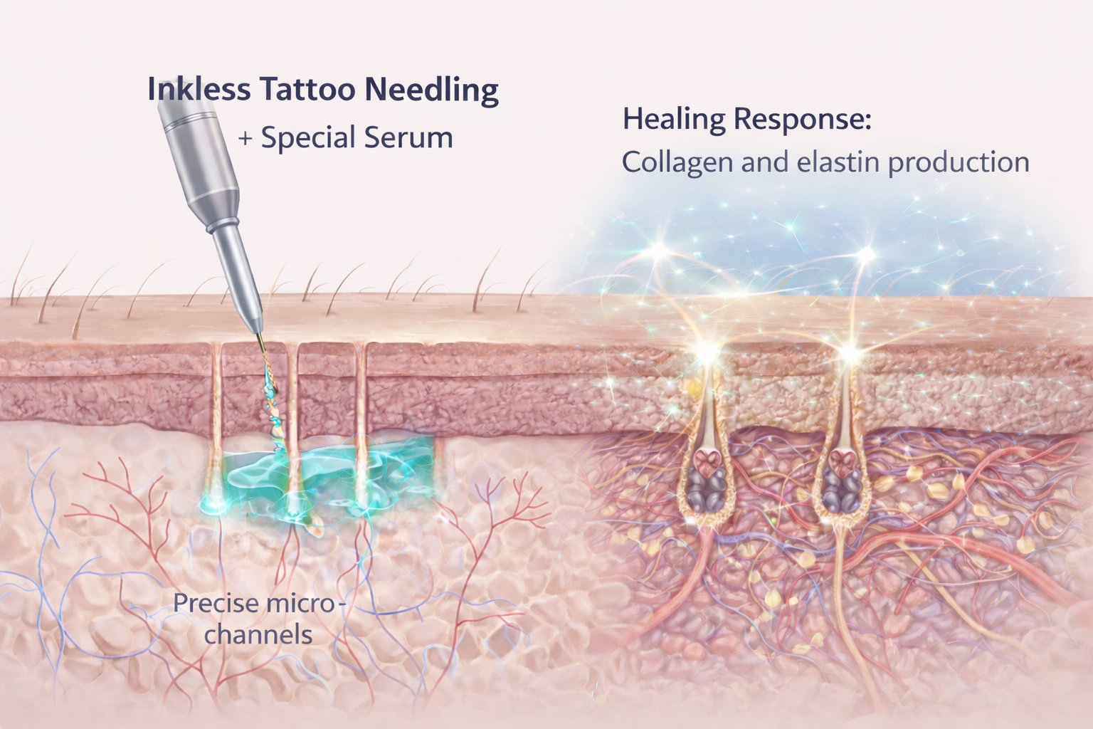 How inkless treatment works — micro-channels trigger collagen and elastin production